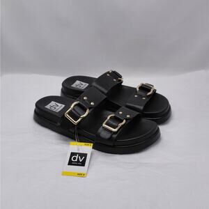 Dolce Vita Unique Footbed Sandals Womens 8 Black Minimalist Shoes Chic Slides